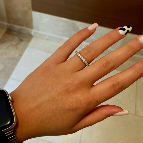 Silver Cubic Zirconia Eternity Ring/Band - Picture 5 of 7